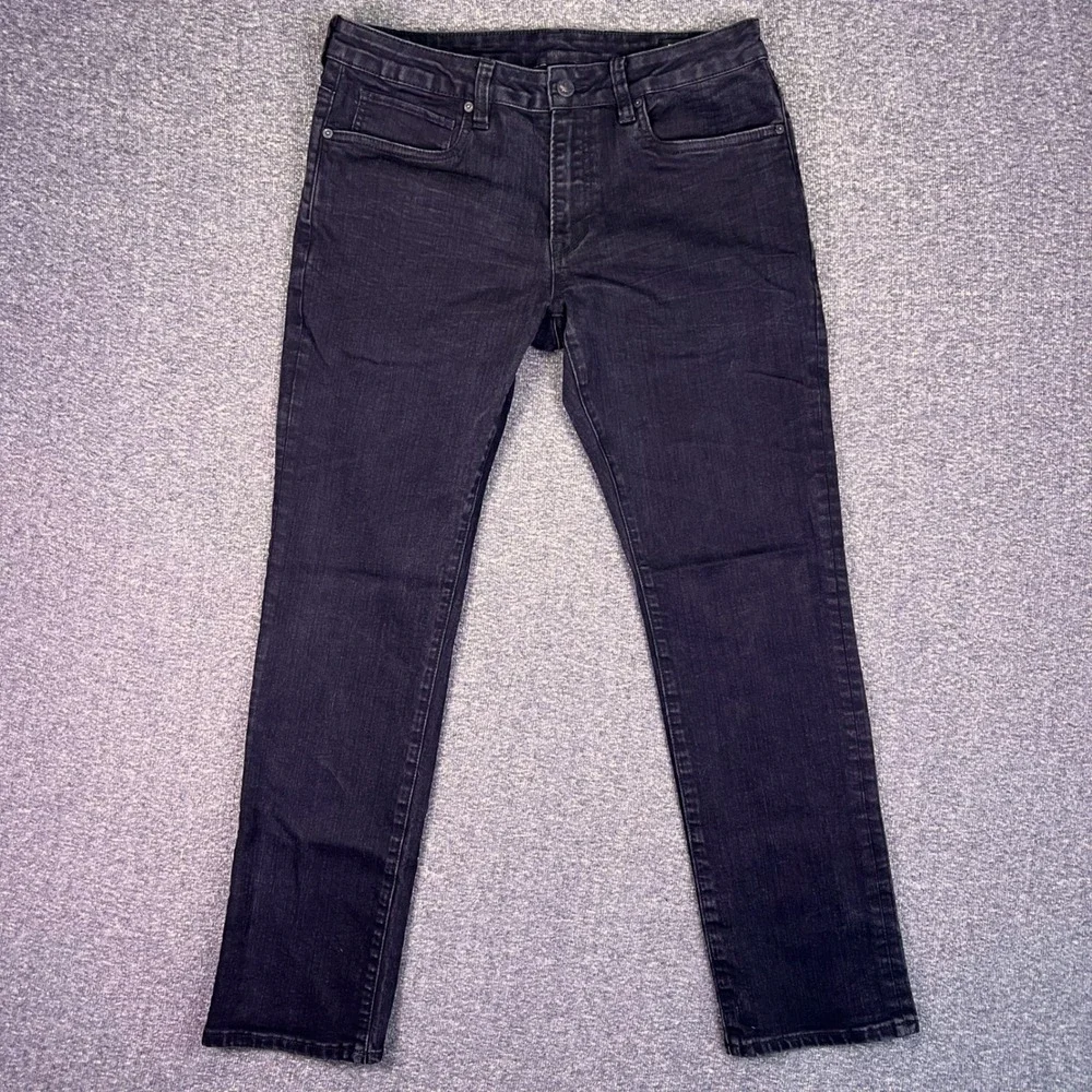 Buffalo David Bitton Jeans Mens 34x32 Black Ash Slim Stretch Grunge Moto‎ Edgy